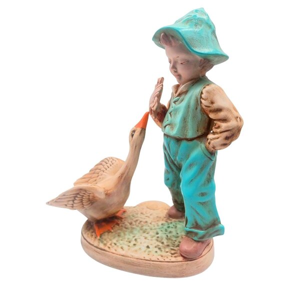 Vintage 1950 Holland Mold Dutch Boy & Girl With Geese Ceramic Figurines Set Of 2 - Picture 4 of 14